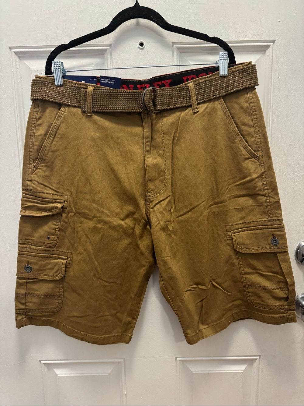 Classic Tan Cargo Shorts with Woven Belt 0557
